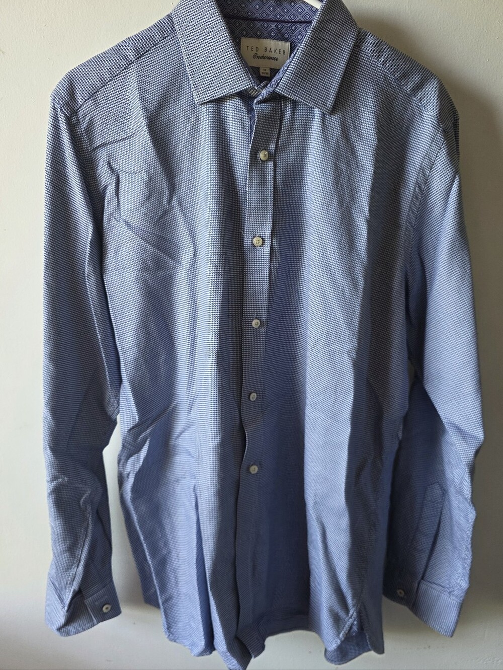 Ted Baker Men's Patterned Blue Button Down Shirt Size 16 Endurance